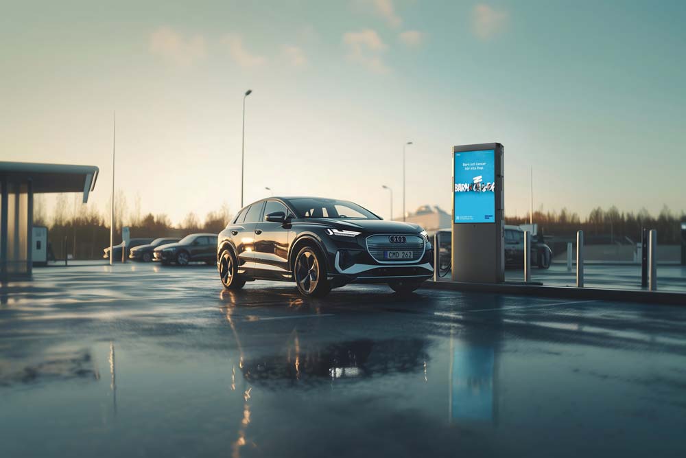 Digitala skärmar med reklam hos Audi